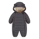 JiAmy Baby Girls' Snowsuits Romper Winter Hooded Jumpsuit Boys Infant Snow Wear Thick Outfits Black 12-18 Months