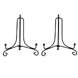 Tincogo (2 pack) Iron Display Stand, Black Iron Easel Plate Display Photo Holder Stand, Displays Picture Frames, Cookbooks, Decorative Plates, Tablets and Art 4 Inch