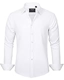 J.VER White Shirt Men Long Sleeve Fashion Dress Stretch Non Iron Button Down Shirts for Men Adult Business Casual Wedding Work M