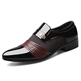 Hixingo Mens Dress Shoes Size 7-11 UK, Formal Shoes for Men Without Lace Classic Casual Slip On Loafers Comfort Breathable for Suit, Wedding, Business, Driving (9.5,5502 Brown)