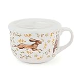 Cooksmart Forest Fable Soup Mug with Lid | British Designed Stoneware Soup Bowl | Woodland-Inspired Mug with Handle & Plastic Lid | Rustic Farmhouse Tableware | Dishwasher & Microwave Safe | 600ml