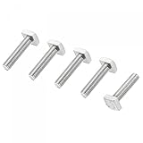 sourcing map Square Head Bolt, 5pcs M8x30mm Fully Thread 304 Stainless Steel Grade C Square Machine Screws
