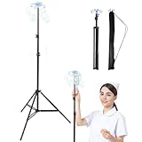 Lefeke IV Pole Portable for Traveling, Adjustable IV Stand with Hooks, Medical IV Drip Infusion Bag Holder, IV Fluids Floor Stand (Black)