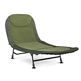 Dellonda Adjustable Bedchair for Fishing and Camping with Fleece Covered Mattress & Built-In Pillow Headrest, 3 Legs & 6 Adjustable Levelling Feet - DL77