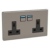 Lightwave LP42MK2 Smart Socket, 3000 W, 230 V, Stainless Steel