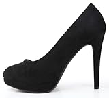 Bismaa Mens Womens Drag Queen Cross Dresser HIGH Heel Round Toe Court Shoes Big Sizes UK 9,10,11,12 (UK 11/EU 45, Black Suede)