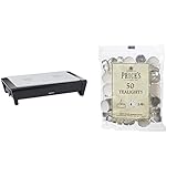 Brabantia 477140 Food Warmer, 2 Burner - Matt Black with Grey Grill, 40 x 20 x 10 cm & Prices Patent Candles White Tealights Bag, Pack of 50, Wax, l x 3.8cm w x 1.8cm h