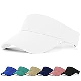 FCHUI Sun Visor Cap - Women Ponytail Baseball Cap for Women and Ladies, Long Peak Thicker Sweatband Adjustable Hat for Golf Cycling Fishing Tennis Running Jogging Visor Hats for Men (White)