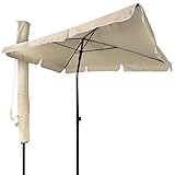 VOUNOT Garden Parasol, Tilt Balcony Umbrella, Sun Shade for Outdoor, Garden, Balcony, Patio, Beach, 200 x 125 cm Rectangular UV 50+, Beige, wiht Cover