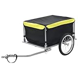 "vidaXL Bike Trailer- Versatile Black and Yellow Cargo Trailer with Steel Frame, Water- Fabric, Foldable Drawbar, and Quick Release Tyres"