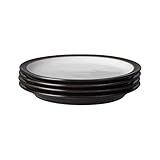Denby - Elements Black Dinner Plates Set of 4 - Dishwasher Microwave Safe Crockery 26.5cm - Black, White Ceramic Stoneware Tableware - Chip & Crack Resistant Large Plates