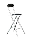 HOMION Colourful Folding Breakfast Round Padded Bar High Chair Stool Kitchen Garden Party Office Stool Seat Free Standing Caravan Camping Easy Folding Chair Bench (Black)
