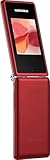 Maxcom Flip Phone MM835 4G Mobile phone with 2 Large Displays 3.5" & 2,4", Hearing Aid Compatibility (HAC), SOS Button, Unlocked & SIM Free, USB-C (Red)