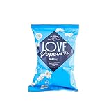 Lovepopcorn Sea Salt Popcorn – 8 x 20g Bags | Vegan, Gluten-Free, Natural Snack | Guilt-Free Healthy Treat | Small Batch, No Palm Oil, Made in the UK