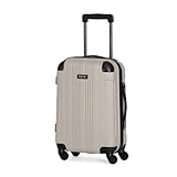 Kenneth Cole REACTION Out of Bounds Lightweight Hardshell 4-Wheel Spinner Luggage, Mushroom, 20-Inch Carry On, Hardside 20" Carry-on Luggade with Spinner Wheels