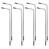 WANGCL 8PCS Model Railway Train Lamp Posts LED Street Light Lamps Metal Single-Headed Illuminated Street Light HO OO Scale