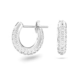 Swarovski Women's Stone Hoop Pierced Earrings, Set of Brilliant White Swarovski Crystal Hoop Earrings with Rhodium Plating
