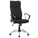 SONGMICS Office Chair, Ergonomic Desk Chair, Swivel Chair, Upholstered Seat, Adjustable Height, Tilt Function, 120 kg Load Capacity, Ink Black OBN134B01