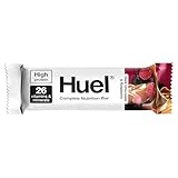 Huel Complete Nutrition Bar, 12 x 55g Bars, Dark Chocolate Raspberry, High Protein Bar, Plant-Based Protein Bars, Low Sugar, High Fibre, High-Protein Snack with Vegan Chocolate, Under 210 Calories