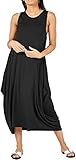 Candid Styles Womens Baggy Lagenlook Parachute Dress Racer Sleeveless Romper Midi Maxi Dress Tulip Tunic 8-22 Black