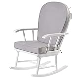 KUB Hart Compact Rocking Chair-Armchair | Space-Saving Nursery Essential | Easy-Clean Microfibre - Detachable Cushions -Safety Certified | Ideal for Small Spaces - White and Grey