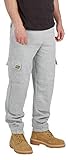Mens Combat Cargo Work Tracksuit Jogging Bottoms with Knee Pad Pockets Size S to 5XL by MIG - Fleece Pants (Large - 38/40 Waist, Grey)