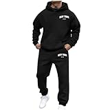 RUMAOZIA Jogging Suit Men Women Oversized Baggy Tracksuit Unisex Hoodie Fashion Sports Suit 2-Piece Trapstar Tracksuit Y2K with Hoodie and Jogging Bottoms Hip Hop Streetwear, O Black, S