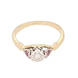Women's 18Carat Yellow Gold Diamond Solitaire w/Ruby Accents Ring (Size J 1/2) 5mm Head | Luxury Ladies Ring