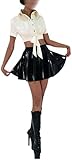 Latex White Latex Tops Black Mini Skirts Women 0.4mm Rubber Club Wear Clothing,As It,Large