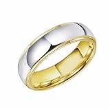 9ct Gold Filled, Anniversary Wedding Engagement Tungsten Ring Gift for Men, Women, Couples, Unisex Width Two Tone 6MM (T)