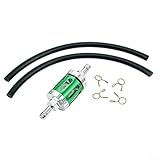 Honseadek Aluminum Alloy Reusable Oil Filter 8mm for Motocross ATV Kart - Enhanced Fuel Flow, Installation, 20cm Oil Pipes Included (Color: Black)(Green)