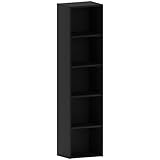 Vida Designs Oxford 5 Tier Cube Bookcase, Black Wooden Shelving Display Storage Unit Office Living Room Furniture