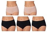 Carole Hachman Ladies 5pk Seamless Brief, Black/Nude, M-L
