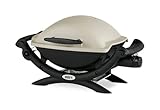 Weber Q1000 Gas Grill, 43 x 32cm Grill Area, Portable BBQ Grill, 1 Burner, 2-Piece Porcelain-Enamelled Cast Iron Grill Grate, Aluminum Cast Lid & Body - Titanium (50060074)