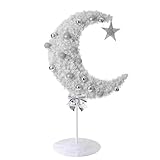 6FT 120 LED Light Eid Moon Star Tree Ramadan Handmade Artificial Trees Home Garden Living Room Decor 900 Tips for Home Kitchen Party Decoration (White)