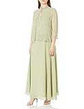 J Kara Women's Beaded Long Jacket Dress Special Occasion, Green, 20 Petite