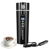 12V/24V Travel Kettle for Car Truck, 450ML Portable Travel Electric Cup with Cigarette Lighter, Quick Heating Car Kettle with LCD Display, Electric Kettle for Car Water Tea Coffee, Temperature Control