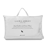 Laura Ashley Duck Feather & Down Pillow - 300 Thread Count Satin Stripe Cover, Plush White Duck Feather and Down Filling