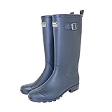 Town & Country Ladies/Women's/Men's Wellies Adjustable Buckle Flat Festival Wellies Rain Boots Wellingtons Sizes 4-12 UK Navy