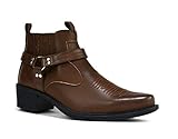 Men’s Cowboy – Black Leather Harness Ankle Boots for Men – Western Biker Motorcycle Riding Shoes – Stylish Horse Riding & Casual Footwear UK