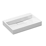 Durovin Bathrooms Luxurious Cast Stone Resin Bathroom Basin - Wall Hung Or Countertop Basin Sink No Tap Hole - Concealed Waste - 500 x 380mm (WXD)