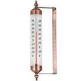 Vintage - Style Wall - Mounted Thermometer - Dual °C/°F Scale, Brass - Tone Frame for Indoor/Outdoor Use