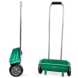 Crystals® Grass and Lawn Seed Spreader, Lawn Feed, Fertiliser Spreader, Large Wheels and Adjustable Setting, H 108cm x W 56cm x D 18cm, Weight: 1.85kg