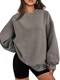 Famulily Fleece Sweatshirts for Women Long Sleeve Thick Pullover Hoodies for Leggings Warm Cozy Tops Coffee L