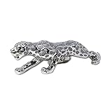 CRYSTAL CROWN Silver Sparkle Bling Crushed Diamond Display |big cat cheetah jaguar figurine statue for living room office home bathroom decoration ornament| Wedding Anniversary, Birthday Present Gift
