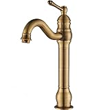 Rozin Antique Brass Bathroom Sink Tap Single Handle 360° Rotable Spout Deck Mounted Mixer Tap