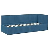 vidaXL Corner Bed Frame with Headboard Blue 80 x 200 cm Velvet,