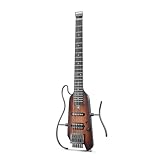 Donner HUSH-X Electric Guitar Kit - Featherlight Headless Guitar, Great for Travel and Practice, Mahogany Solid Body with Easy Assemble Stands, Gig Bag, All Accessories, Sunburst