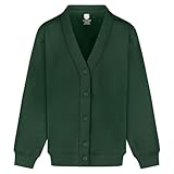 Miss Chief Girls Smart School Cardigan Sweatshirt Uniform Age 3 4 5 6 7 8 9 10 11 12 13 ((28) 7-8yrs, Bottle Green(Dark))