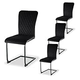 AINPECCA Dining Chairs Set of 4 Black Velvet Dining Chair with Padded Seat, High Back and Stylish Modern Design Kitchen Chairs for Dining Room (Black, 4)